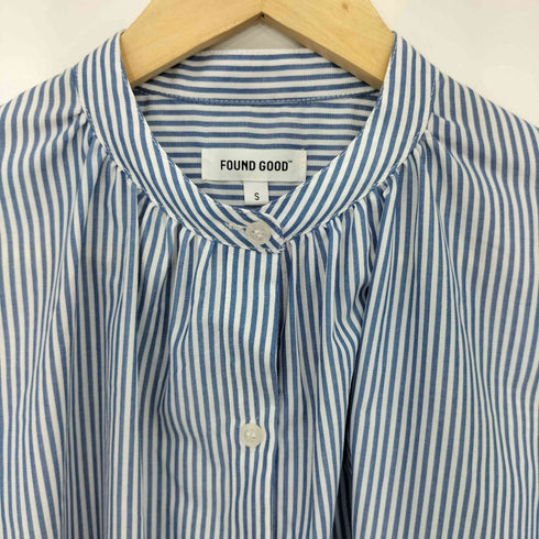 FOUND GOOD ストライプデザイン バンドカラー シャツ ワンピース レディース  S